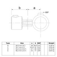 Doos Enkel scharnierstuk - zwart-C / 33,7 mm (40 stuks)